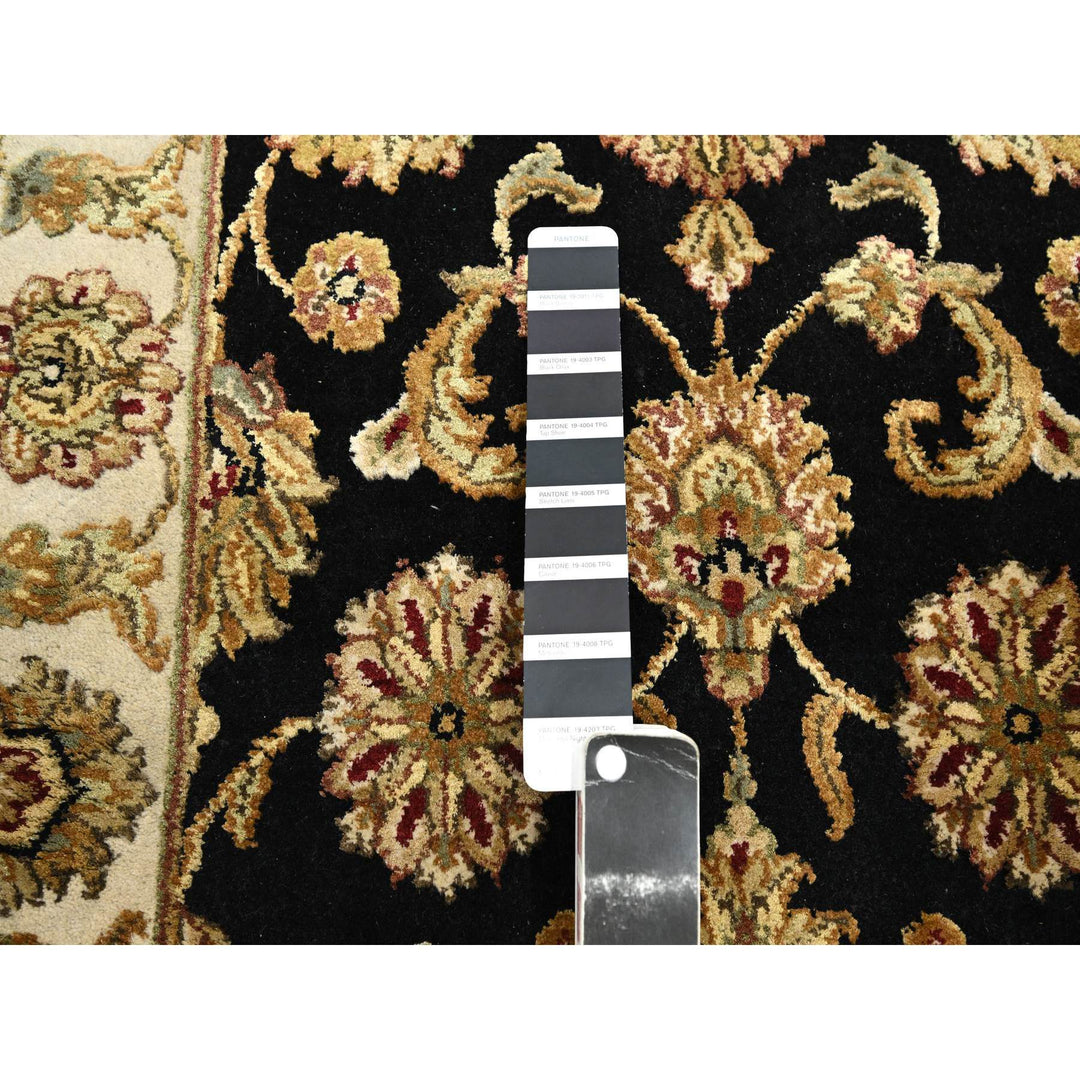 2'6" x 8'0" New Hand Knotted Black Wool & Silk Runner Oriental Rug - MOA10275624