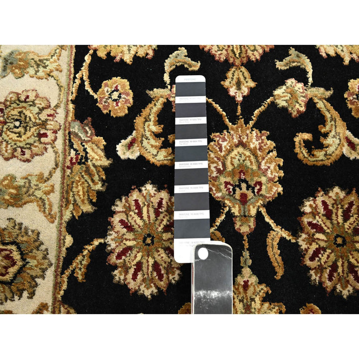 2'6" x 8'0" New Hand Knotted Black Wool & Silk Runner Oriental Rug - MOA10275624