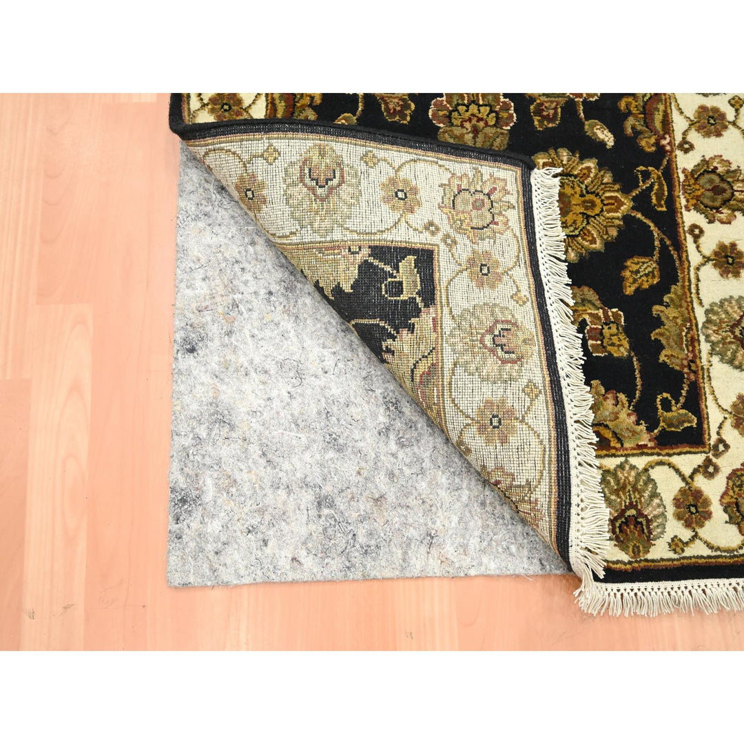 2'7" x 6'2" New Hand Knotted Black Wool & Silk Runner Oriental Rug - MOA10275625