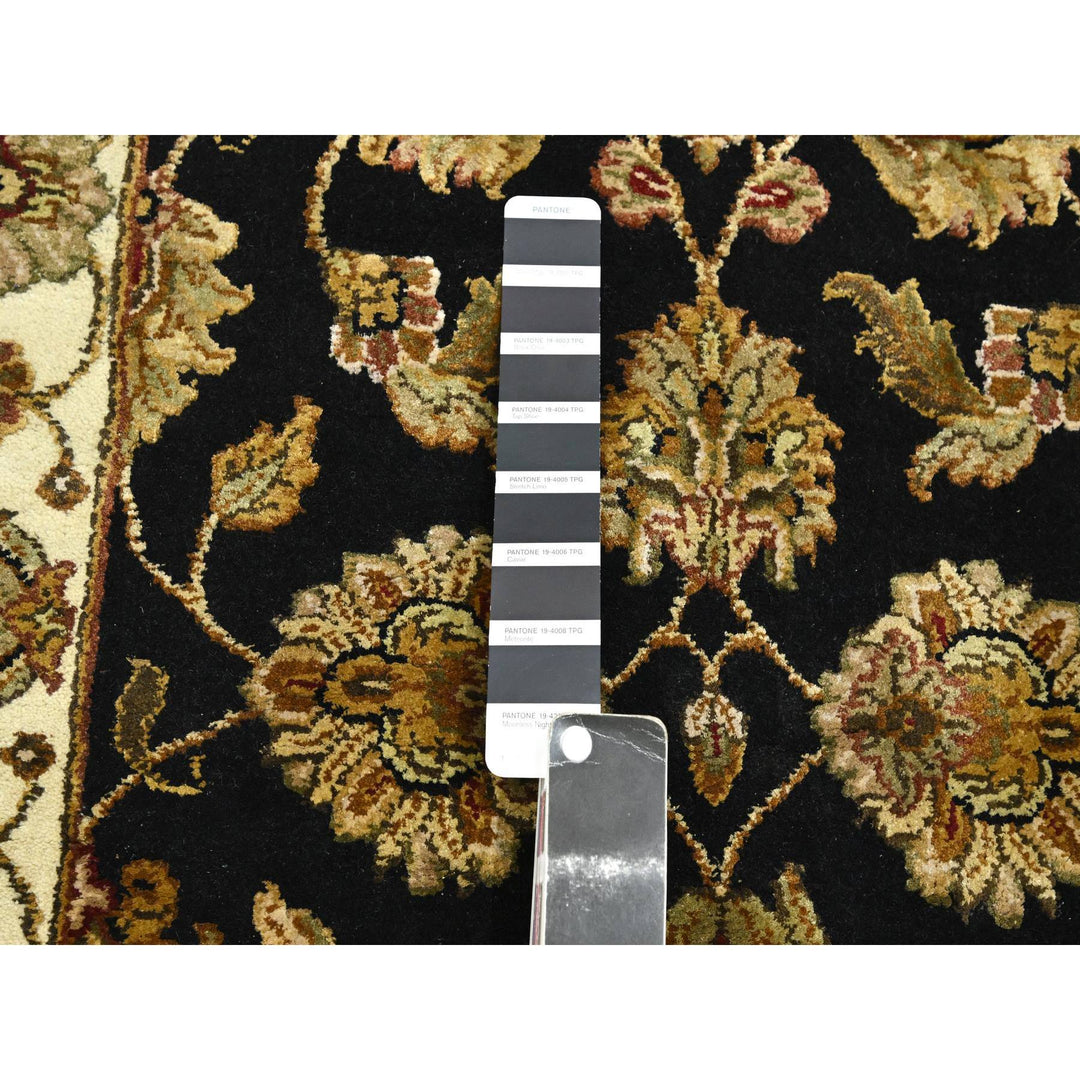 2'7" x 6'2" New Hand Knotted Black Wool & Silk Runner Oriental Rug - MOA10275625