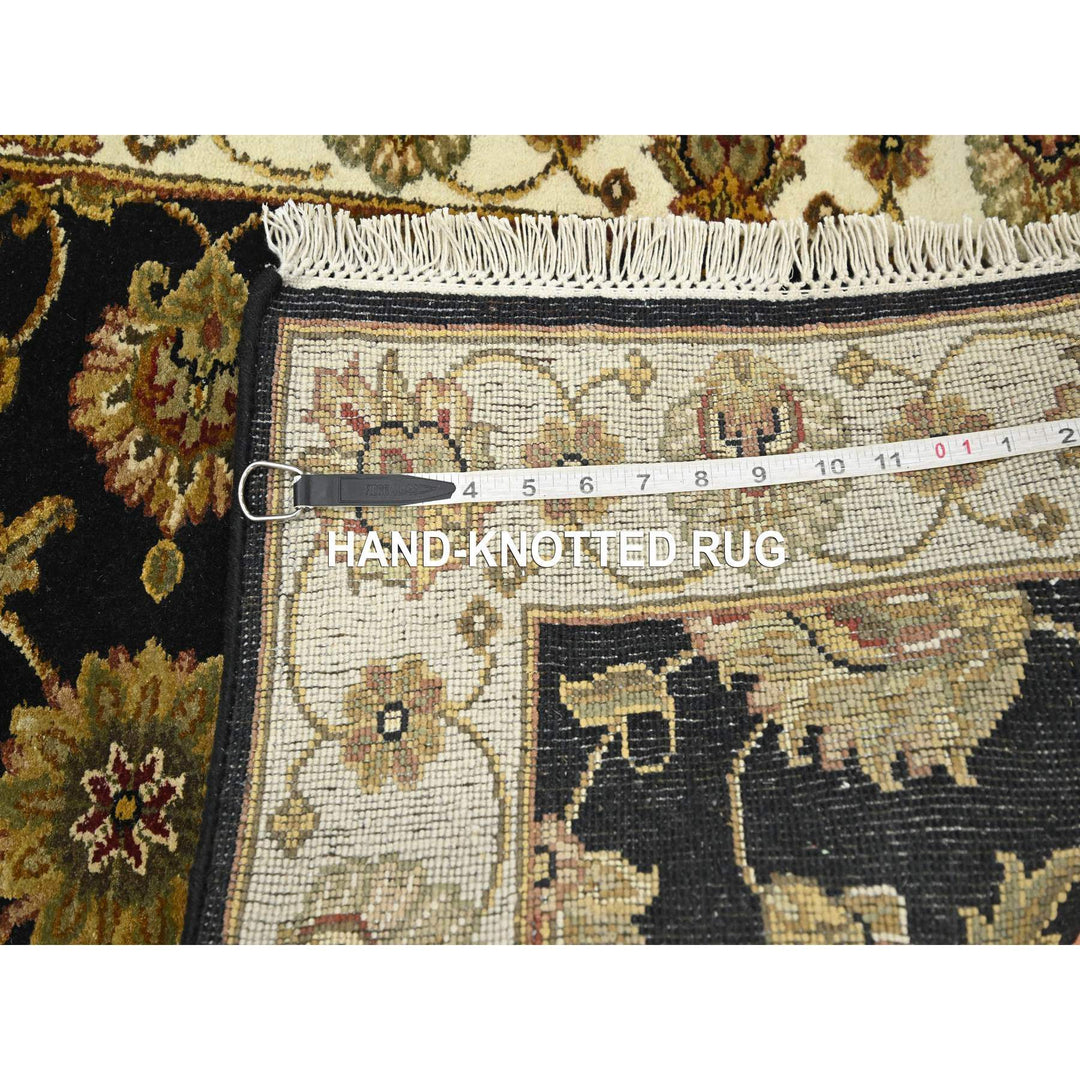 2'7" x 6'2" New Hand Knotted Black Wool & Silk Runner Oriental Rug - MOA10275625