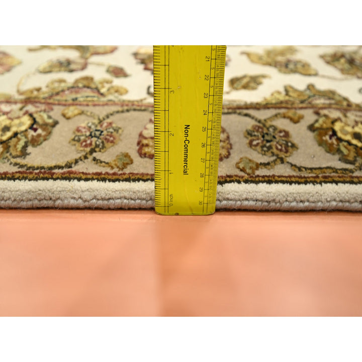 2'6" x 6'2" New Hand Knotted Ivory Wool & Silk Runner Oriental Rug - MOA10275626