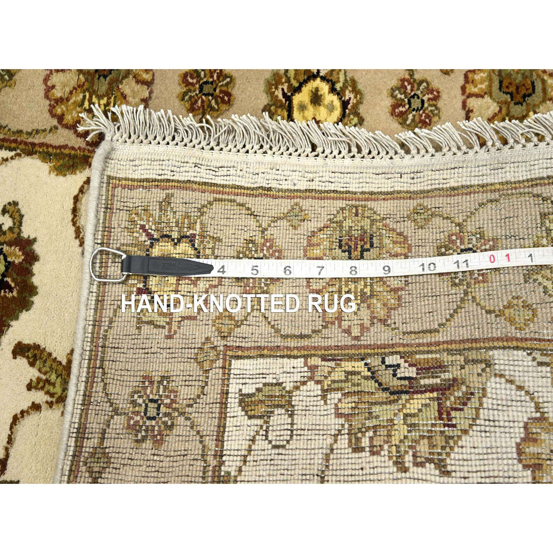 2'6" x 6'2" New Hand Knotted Ivory Wool & Silk Runner Oriental Rug - MOA10275626