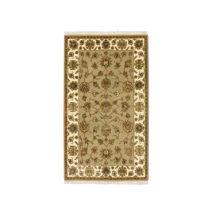 3'0" x 5'3" New Hand Knotted Brown Wool & Silk Rectangle Oriental Rug - MOA10275627