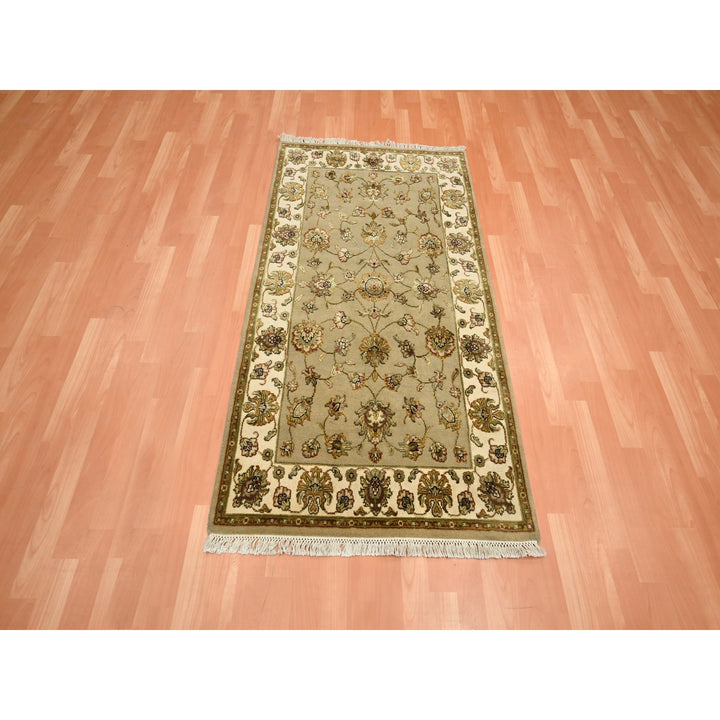 3'0" x 5'3" New Hand Knotted Brown Wool & Silk Rectangle Oriental Rug - MOA10275627