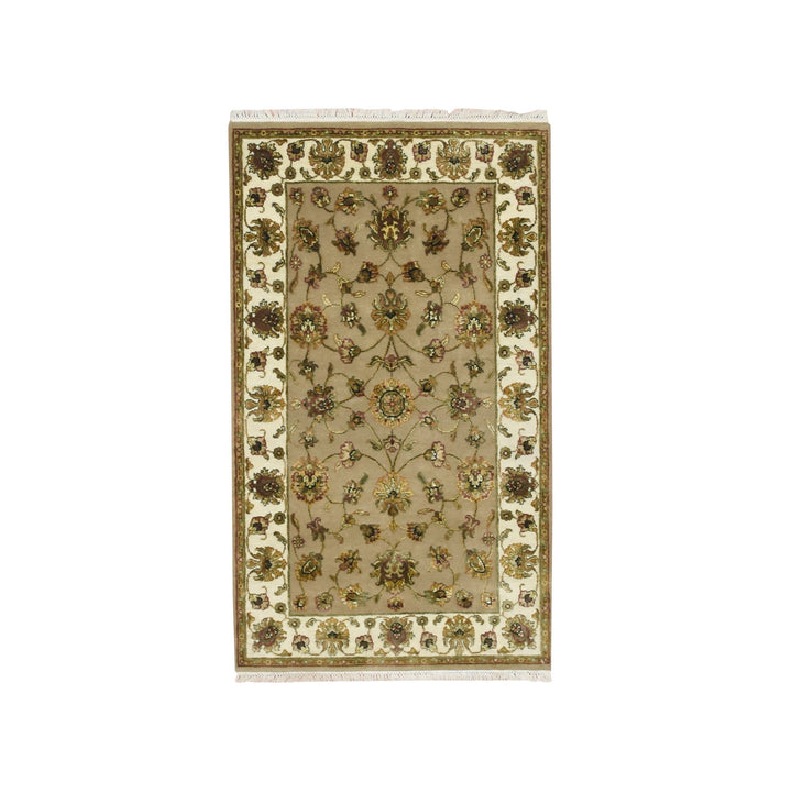 2'11" x 5'0" New Hand Knotted Brown Wool & Silk Rectangle Oriental Rug - MOA10275628