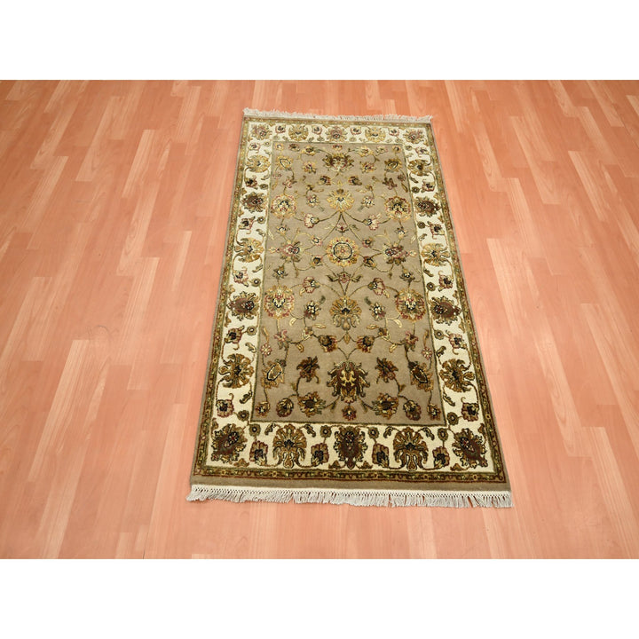 2'11" x 5'0" New Hand Knotted Brown Wool & Silk Rectangle Oriental Rug - MOA10275628