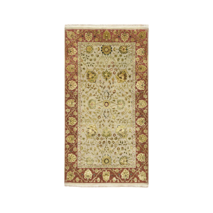 2'11" x 5'6" New Hand Knotted Brown Wool & Silk Rectangle Oriental Rug - MOA10275629