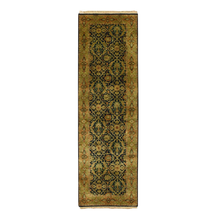 2'6" x 8'3" New Hand Knotted Black Wool Runner Oriental Rug - MOA10275630