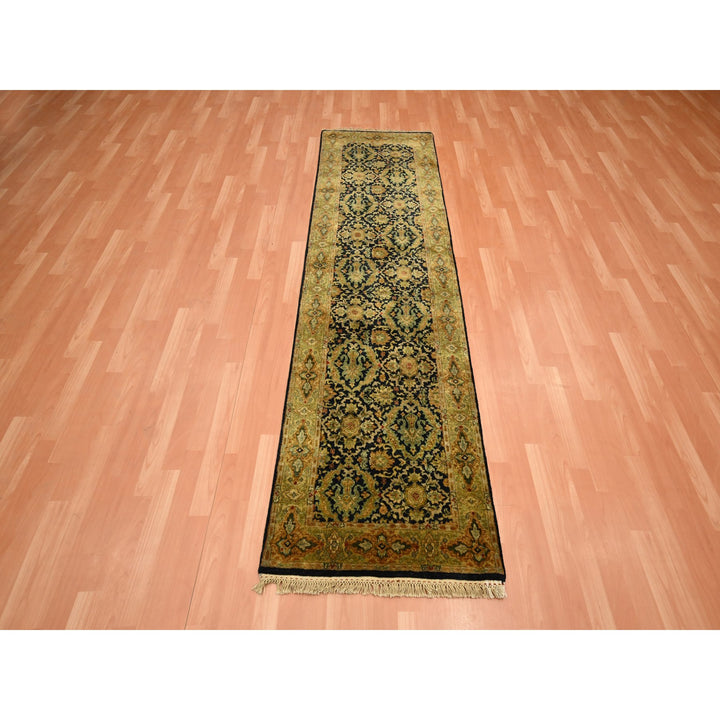 2'6" x 8'3" New Hand Knotted Black Wool Runner Oriental Rug - MOA10275630