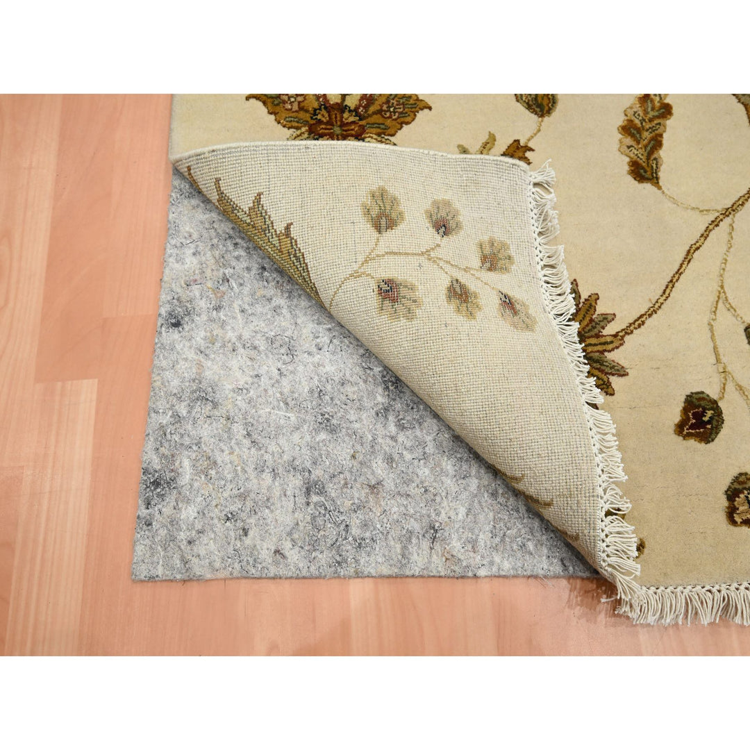 4'0" x 5'11" New Hand Knotted Ivory Wool & Silk Rectangle Oriental Rug - MOA10275631