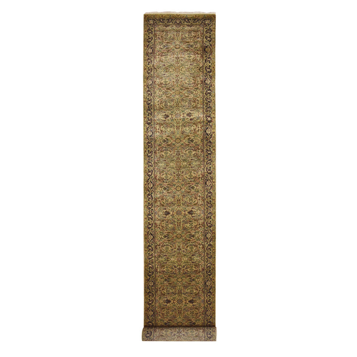 3'2" x 19'4" New Hand Knotted Yellow Wool Runner Oriental Rug - MOA10275632