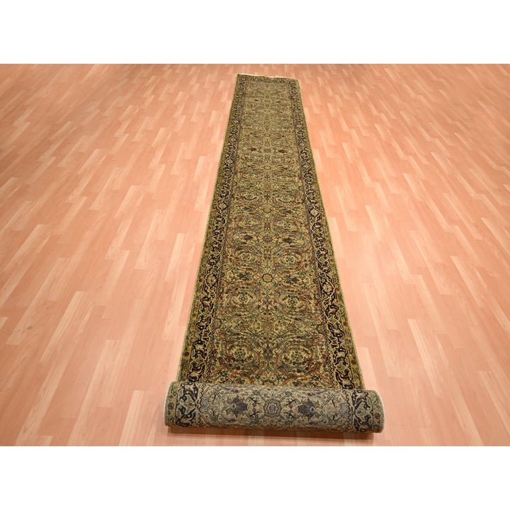 3'0" x 19'5" New Hand Knotted Yellow Wool Runner Oriental Rug - MOA10275633