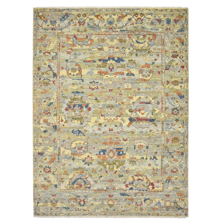 9'0" x 12'2" New Hand Knotted Yellow Wool Rectangle Oriental Rug - MOA10275634