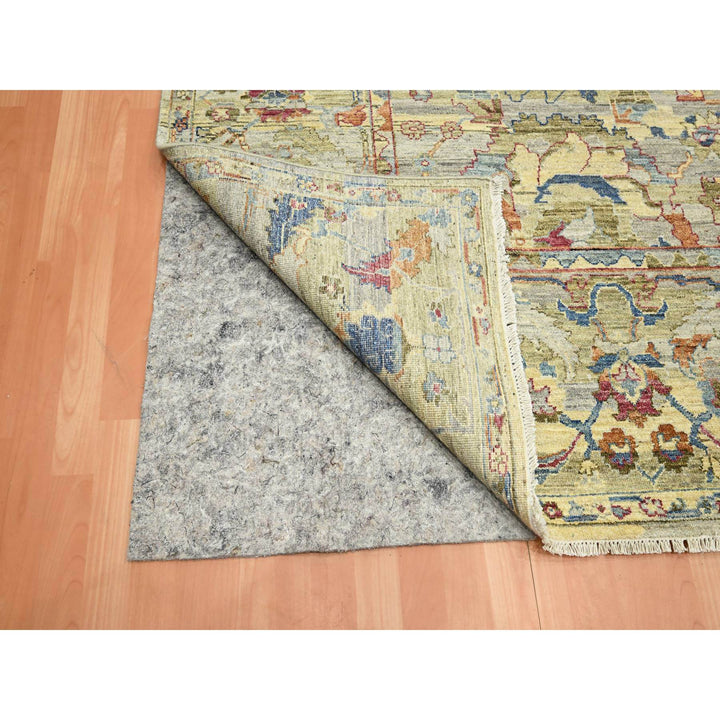 9'0" x 12'2" New Hand Knotted Yellow Wool Rectangle Oriental Rug - MOA10275634