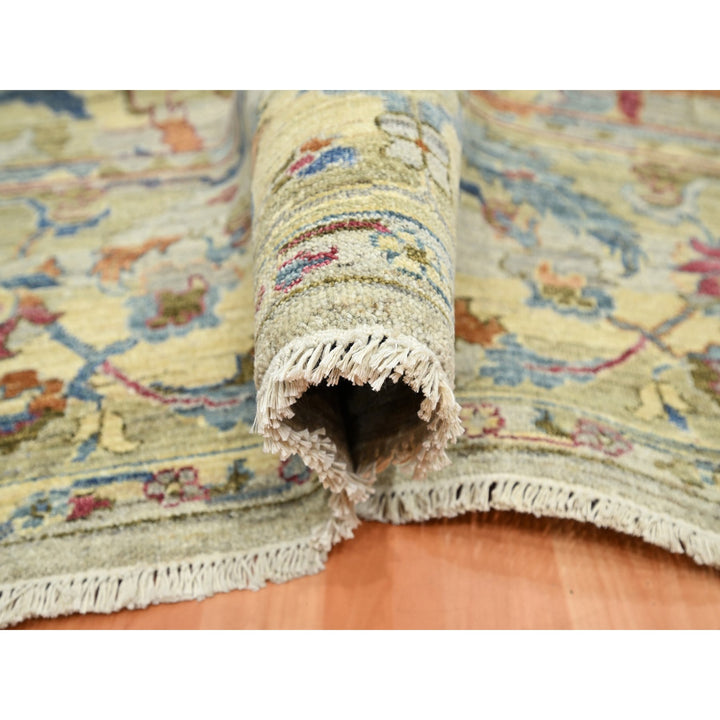 9'0" x 12'2" New Hand Knotted Yellow Wool Rectangle Oriental Rug - MOA10275634