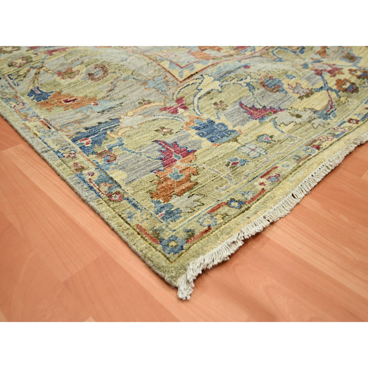 9'0" x 12'2" New Hand Knotted Yellow Wool Rectangle Oriental Rug - MOA10275634