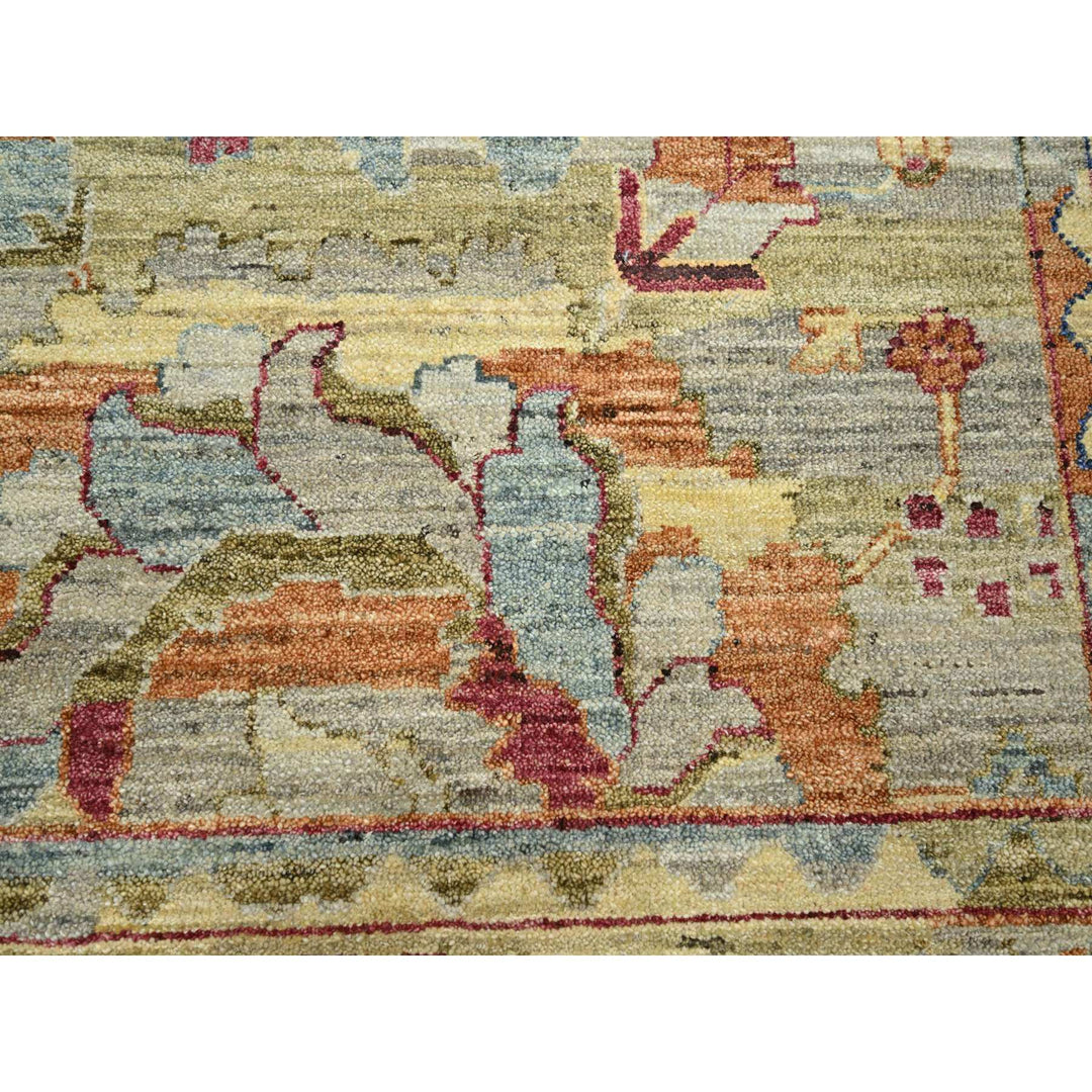 9'0" x 12'2" New Hand Knotted Yellow Wool Rectangle Oriental Rug - MOA10275634