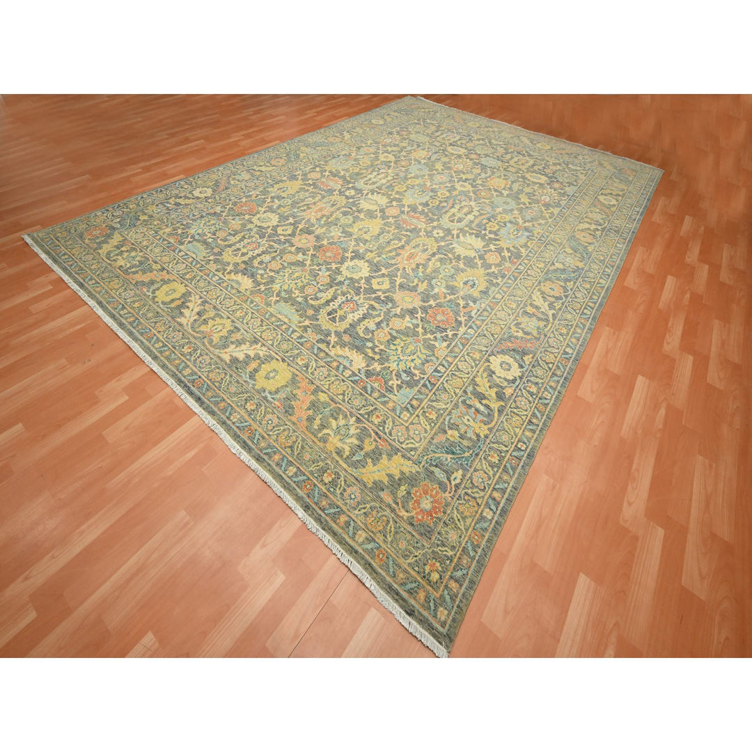 10'0" x 14'1" New Hand Knotted Grey Wool Rectangle Oriental Rug - MOA10275635
