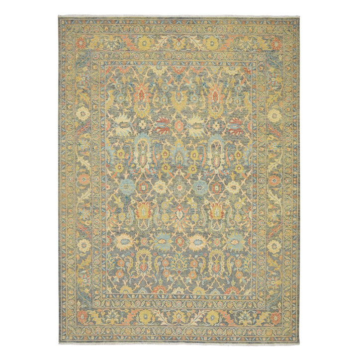 8'11" x 12'1" New Hand Knotted Grey Wool Rectangle Oriental Rug - MOA10275636