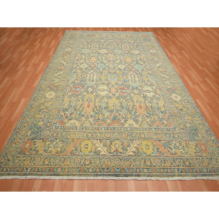 8'11" x 12'1" New Hand Knotted Grey Wool Rectangle Oriental Rug - MOA10275636