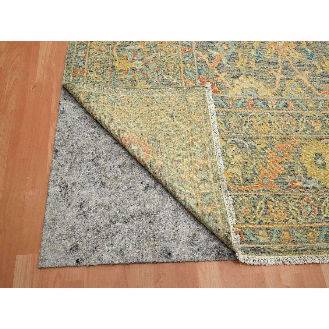 8'11" x 12'1" New Hand Knotted Grey Wool Rectangle Oriental Rug - MOA10275636