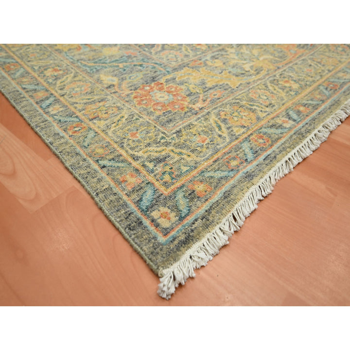 8'11" x 12'1" New Hand Knotted Grey Wool Rectangle Oriental Rug - MOA10275636