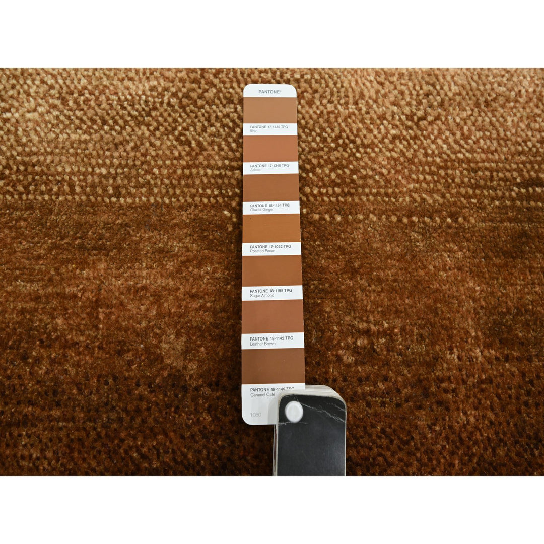 8'11" x 12'1" New Hand Knotted Brown Wool & Silk Rectangle Oriental Rug - MOA10275638