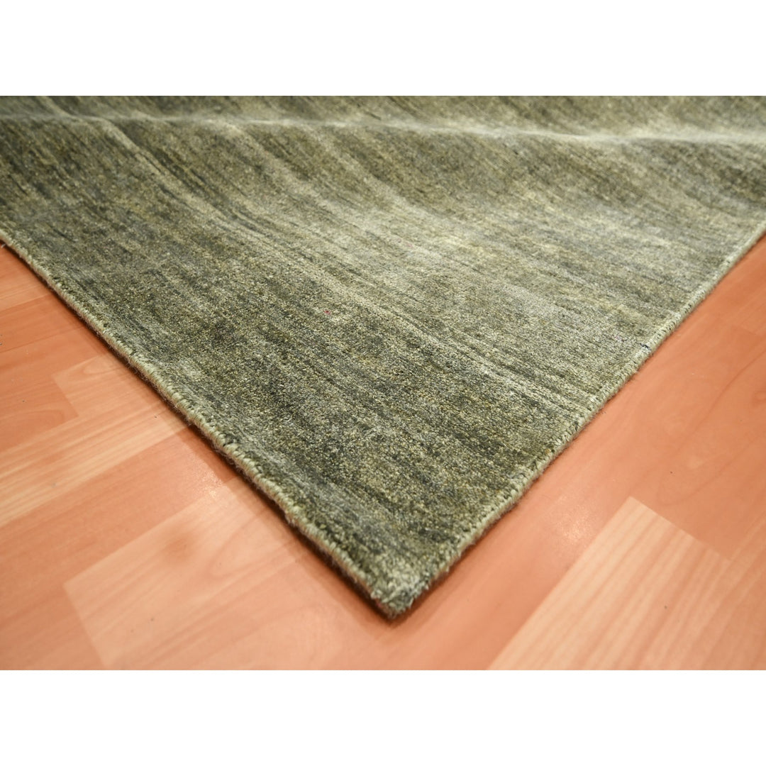 9'10" x 13'11" New Hand Knotted Green Silk Rectangle Oriental Rug - MOA10275639