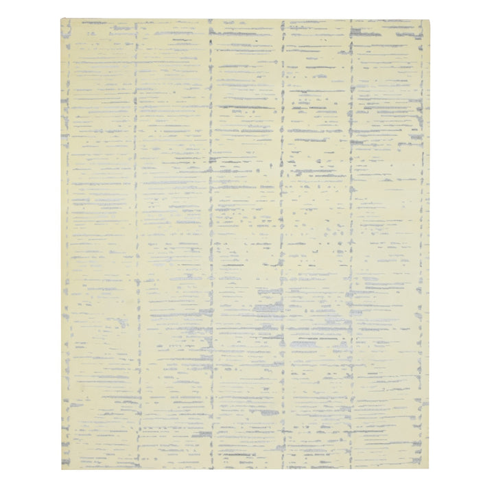 8'0" x 9'9" New Hand Knotted Ivory Wool Rectangle Oriental Rug - MOA10275640