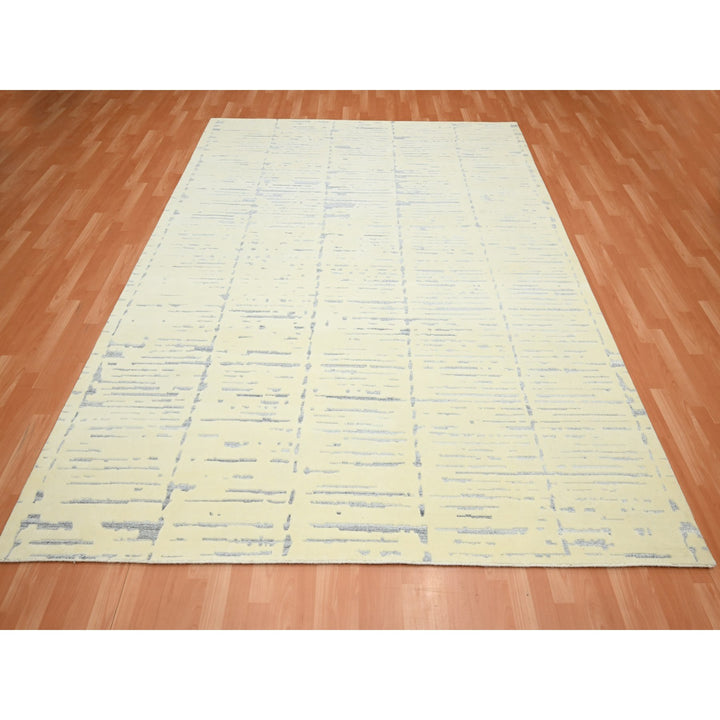 8'0" x 9'9" New Hand Knotted Ivory Wool Rectangle Oriental Rug - MOA10275640