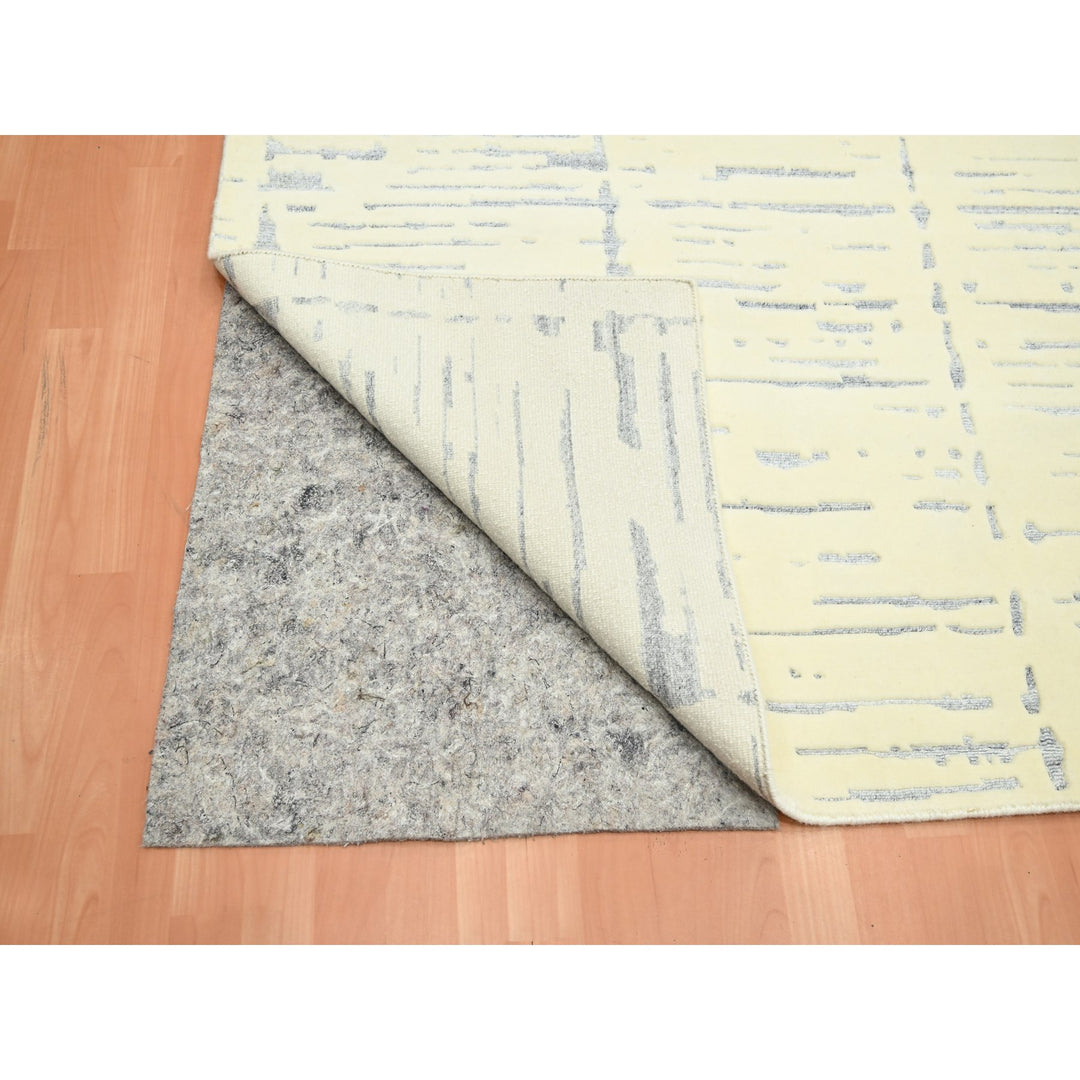 8'0" x 9'9" New Hand Knotted Ivory Wool Rectangle Oriental Rug - MOA10275640
