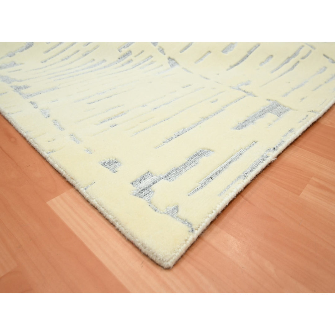 8'0" x 9'9" New Hand Knotted Ivory Wool Rectangle Oriental Rug - MOA10275640