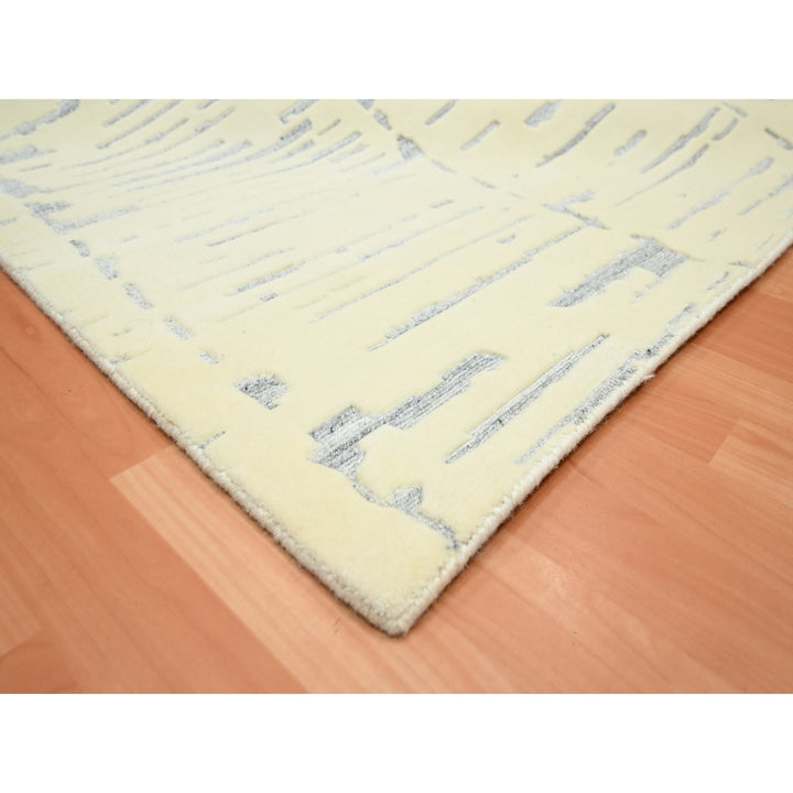 8'0" x 9'9" New Hand Knotted Ivory Wool Rectangle Oriental Rug - MOA10275640