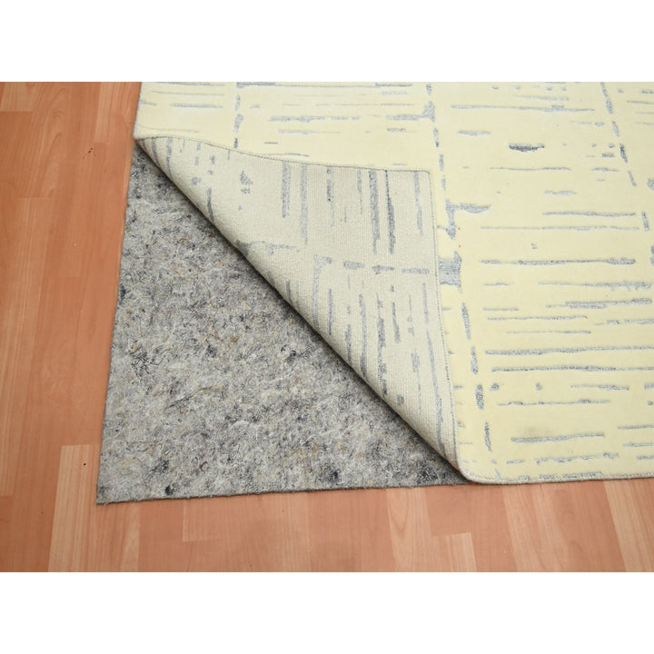 9'0" x 12'0" New Hand Knotted Ivory Wool Rectangle Oriental Rug - MOA10275641