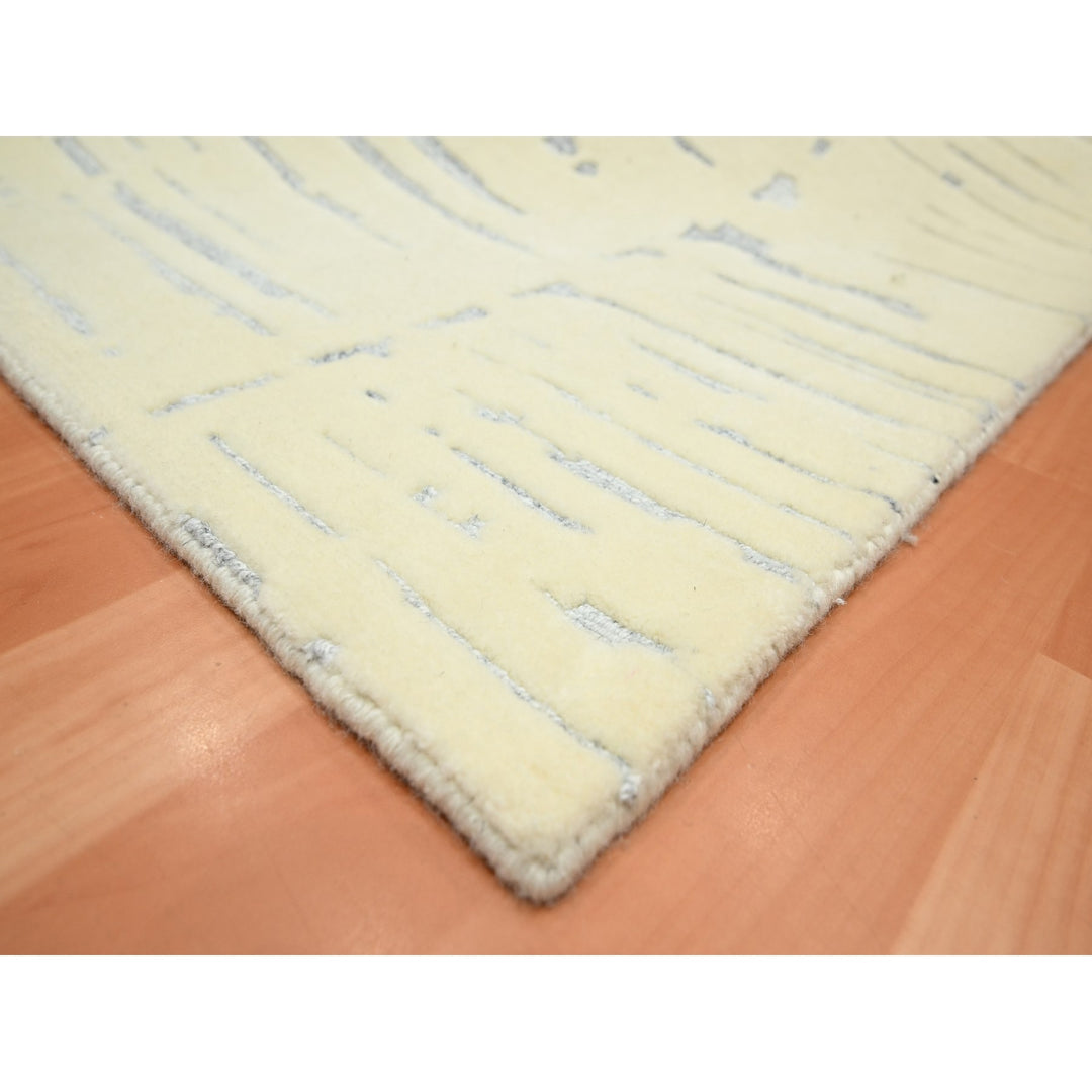 9'0" x 12'0" New Hand Knotted Ivory Wool Rectangle Oriental Rug - MOA10275641