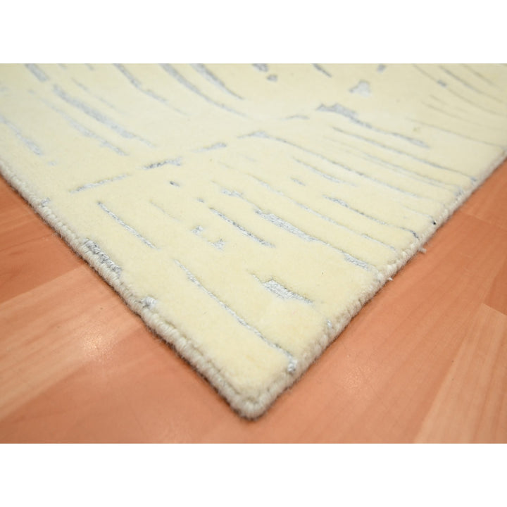 9'0" x 12'0" New Hand Knotted Ivory Wool Rectangle Oriental Rug - MOA10275641