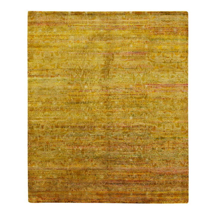9'0" x 9'3" New Hand Knotted Brown Sari Silk Rectangle Oriental Rug - MOA10275642