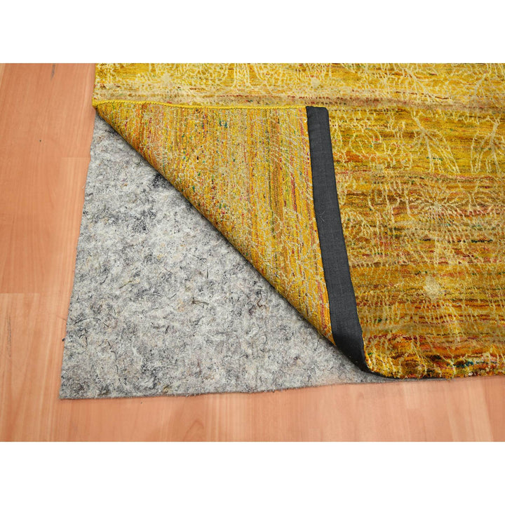 9'0" x 9'3" New Hand Knotted Brown Sari Silk Rectangle Oriental Rug - MOA10275642