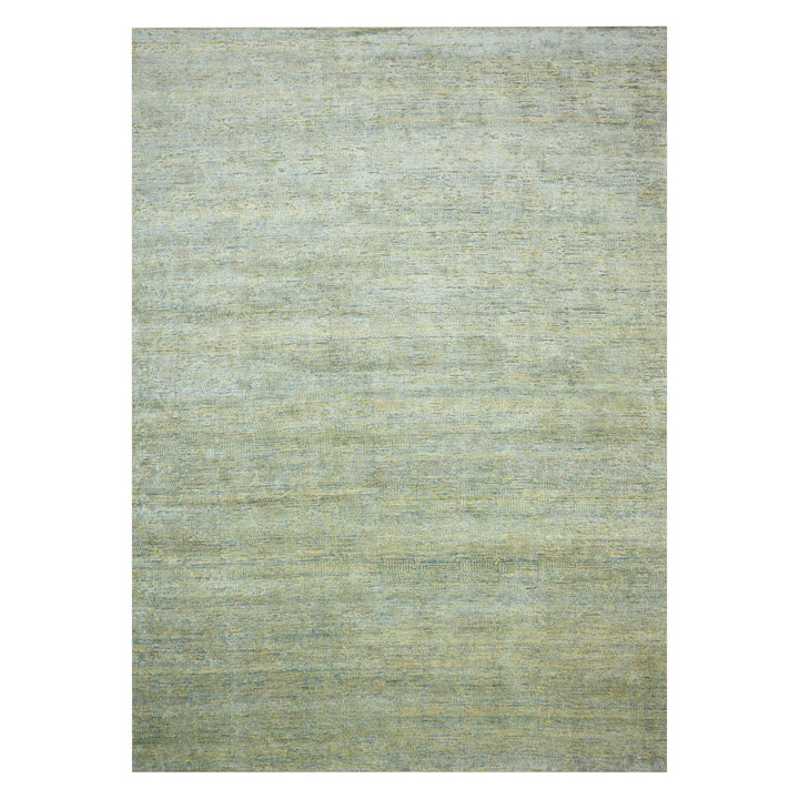 11'9" x 15'4" New Hand Knotted Green Wool & Silk Rectangle Oriental Rug - MOA10275643