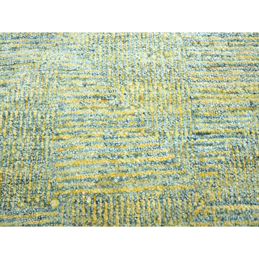 11'9" x 15'4" New Hand Knotted Green Wool & Silk Rectangle Oriental Rug - MOA10275643