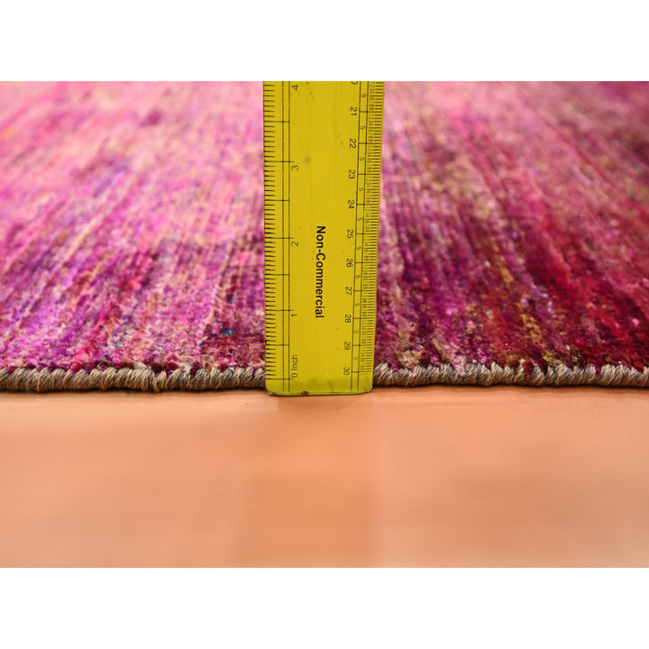 4'11" x 6'10" New Hand Knotted Pink Sari Silk Rectangle Oriental Rug - MOA10275645