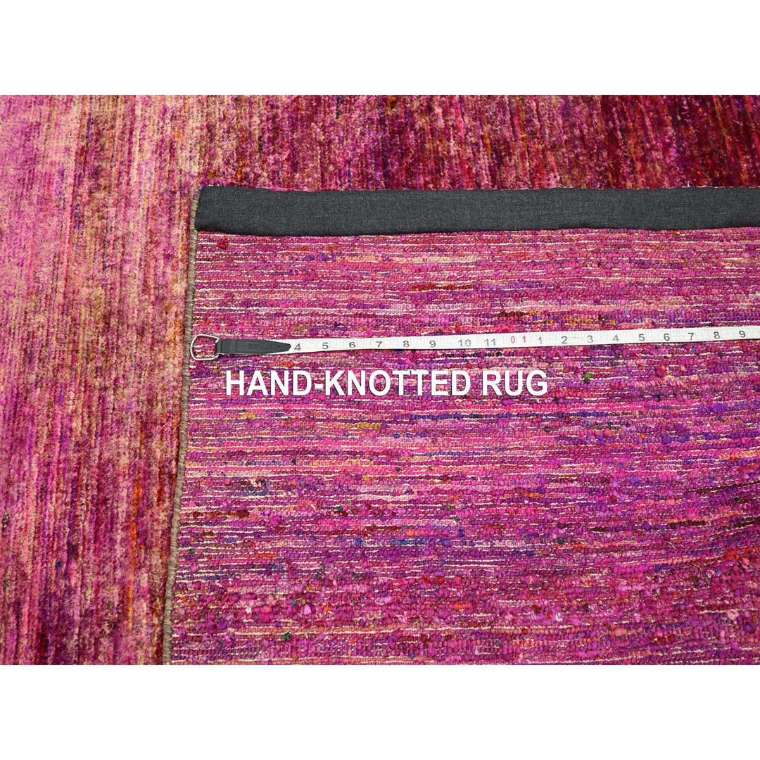 4'11" x 6'10" New Hand Knotted Pink Sari Silk Rectangle Oriental Rug - MOA10275645