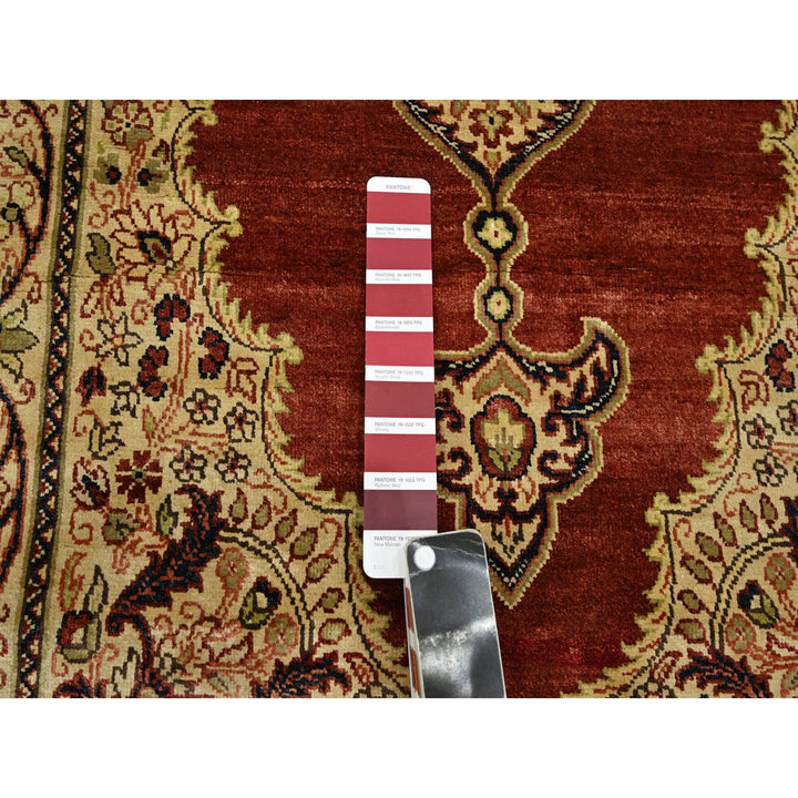 4'0" x 6'0" New Hand Knotted Red Silk Rectangle Oriental Rug - MOA10275647