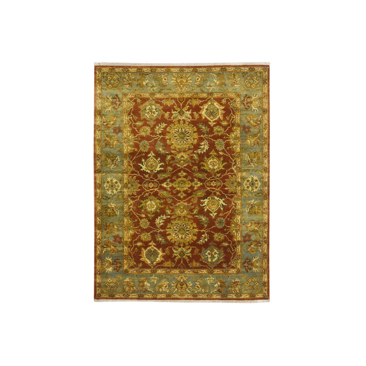 4'8" x 6'4" New Hand Knotted Red Wool Rectangle Oriental Rug - MOA10275650