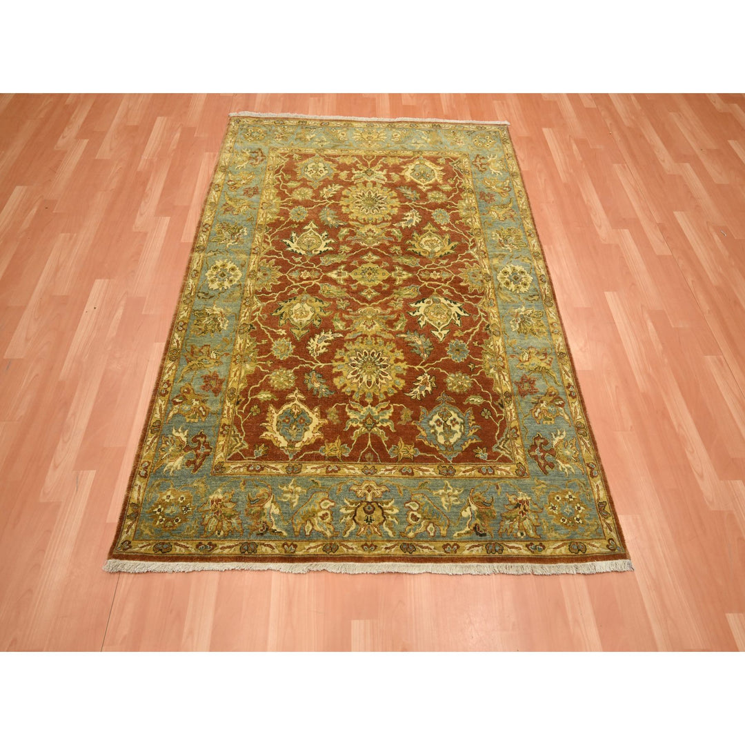 4'8" x 6'4" New Hand Knotted Red Wool Rectangle Oriental Rug - MOA10275650