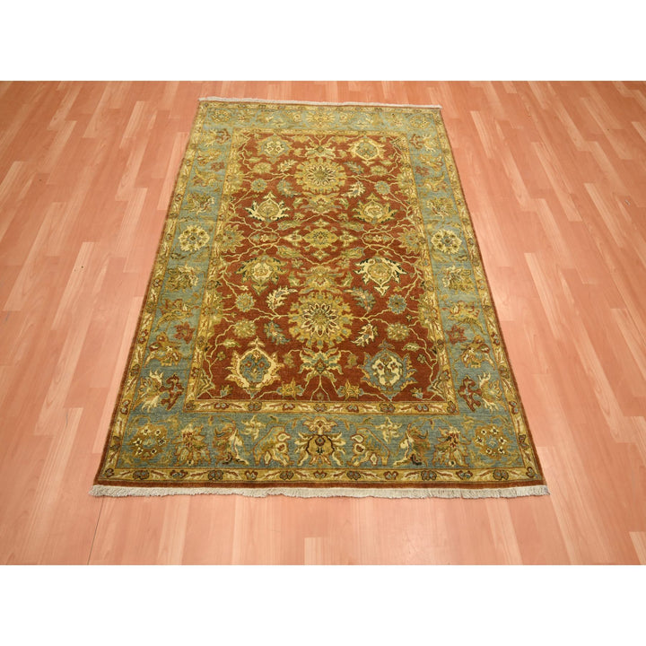 4'8" x 6'4" New Hand Knotted Red Wool Rectangle Oriental Rug - MOA10275650