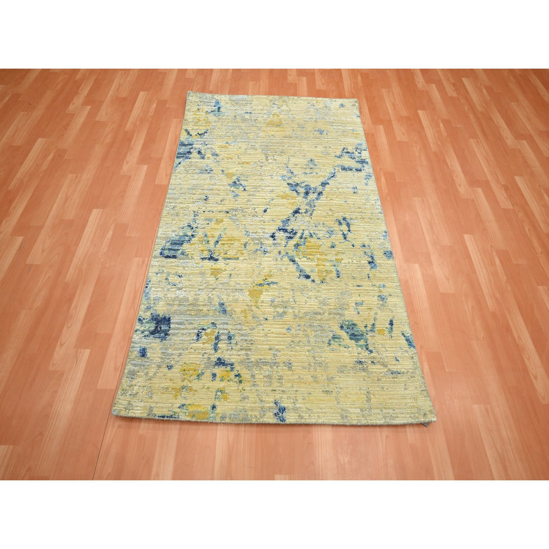 3'10" x 6'3" New Hand Knotted Brown Wool & Silk Rectangle Oriental Rug - MOA10275653