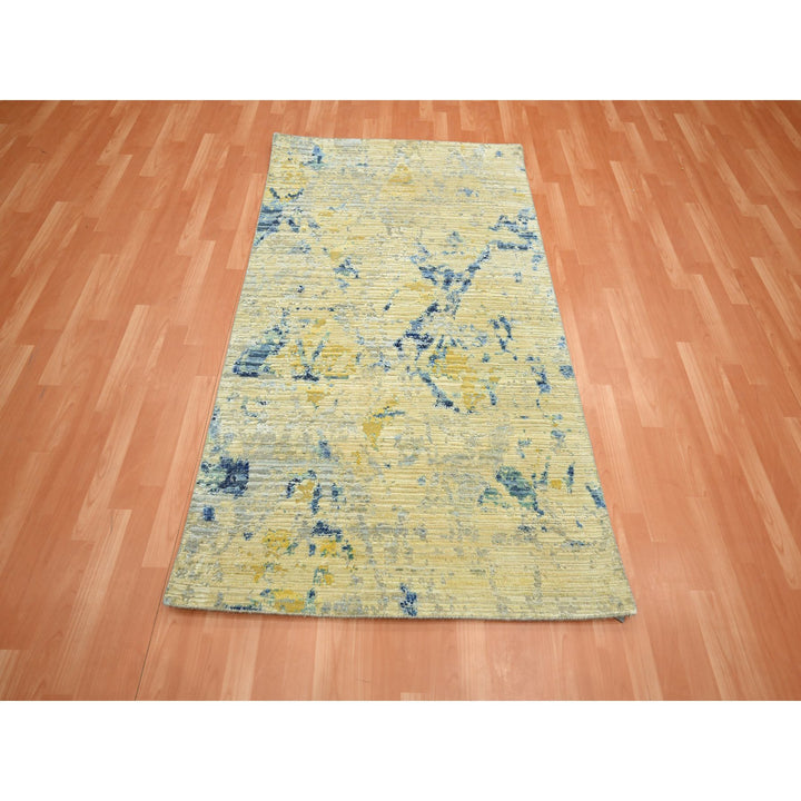 3'10" x 6'3" New Hand Knotted Brown Wool & Silk Rectangle Oriental Rug - MOA10275653