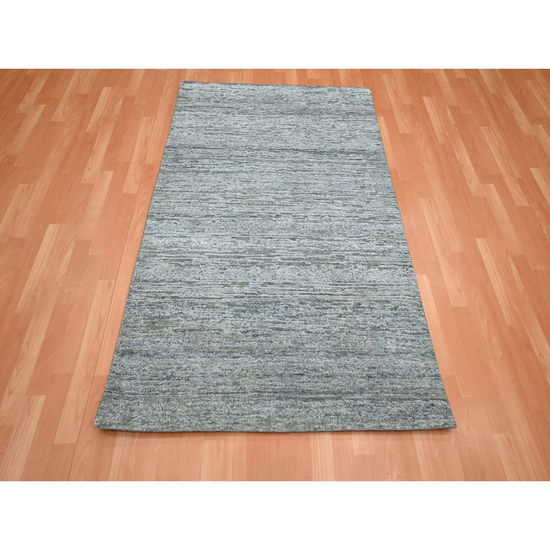 3'10" x 6'1" New Hand Knotted Grey Silk Rectangle Oriental Rug - MOA10275654